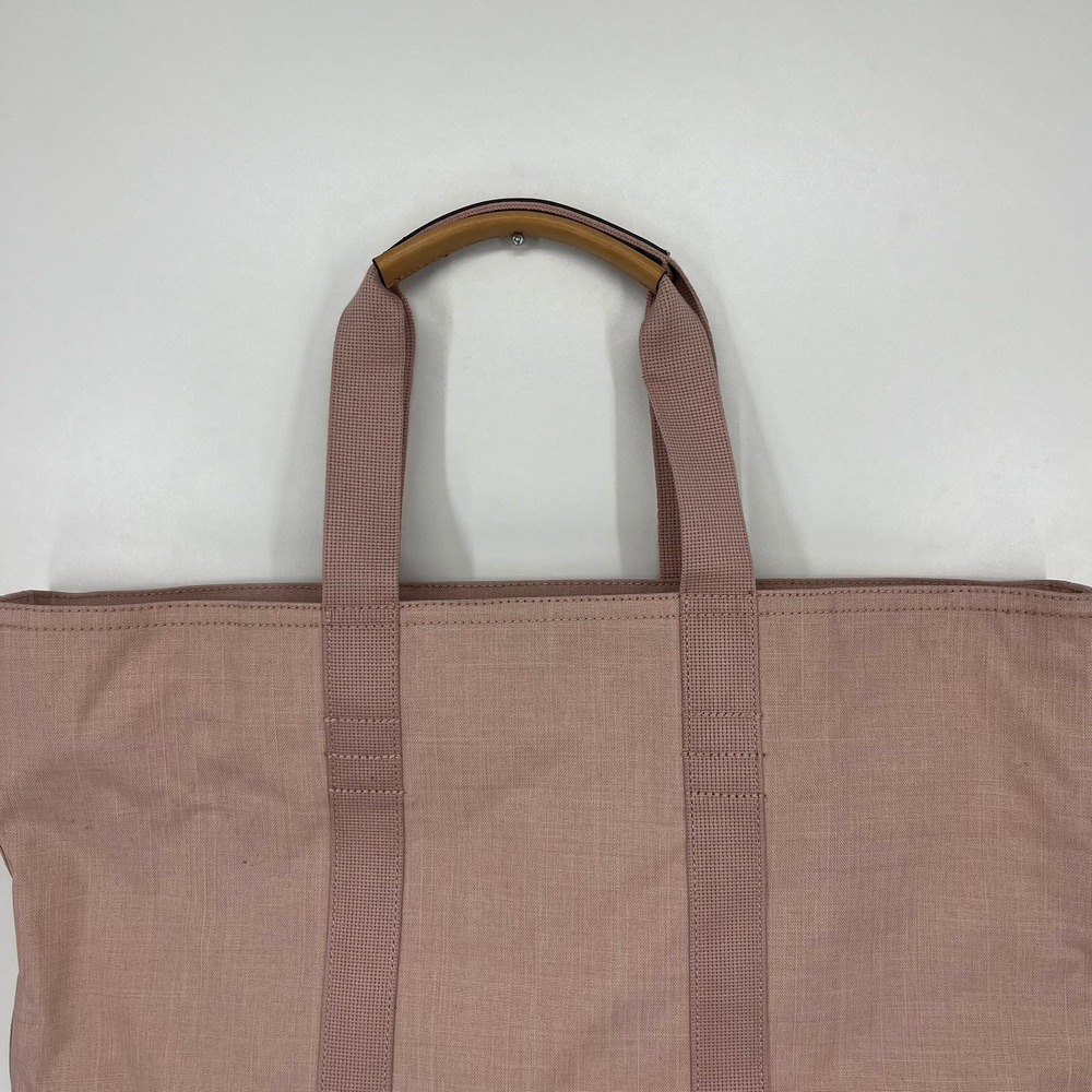 Banana Republic Mauve Pink Canvas Zip Top Tote Bag with Leather Handle Accents - Picture 8 of 12